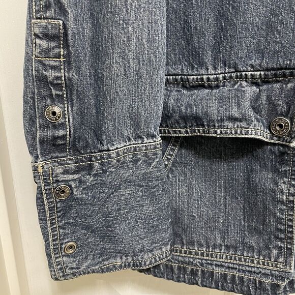 Vintage LA Blues Denim Chore Coat Barn Jacket Jean 90s Y2K Hood Zip Womens 18 20 - Picture 5 of 15